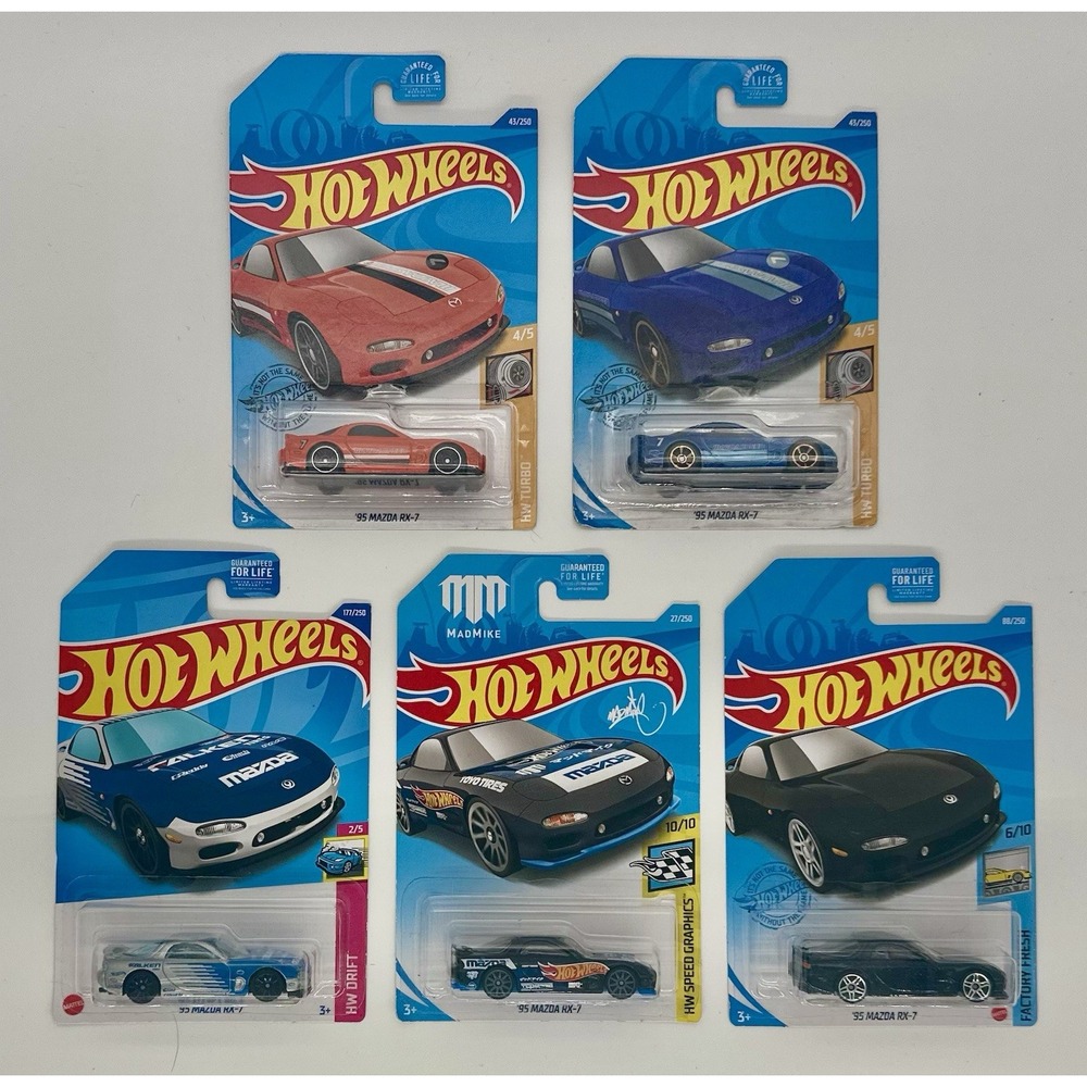 Hot Wheels '95 Mazda RX-7 Lot of 5 JDM Drift HW Turbo Speed Graphics NEW